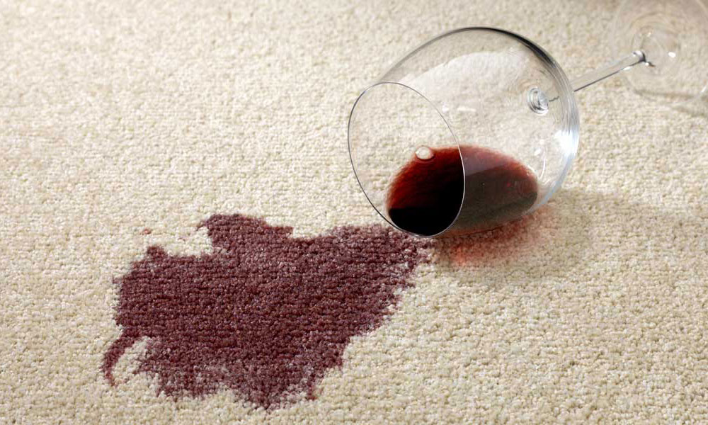 Red Wine Stain on Light Colored Carpet