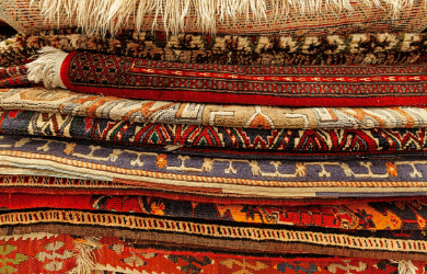 stack of oriental rugs