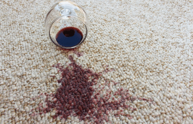 Red wine spilled on carpet