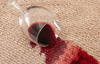 Red wine spilled on carpet