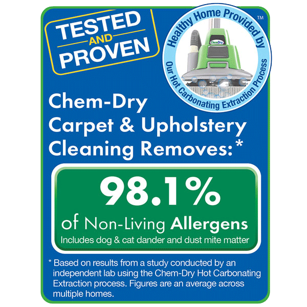 Chem-Dry is tested and proven to remove allergens from carpets and upholstery