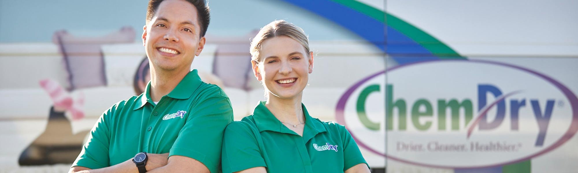 Chem-Dry technicians standing in front of a van