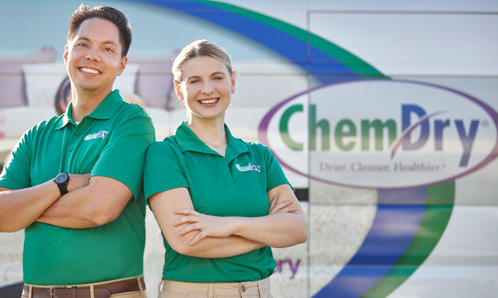 Chem-Dry technicians standing in front of a van