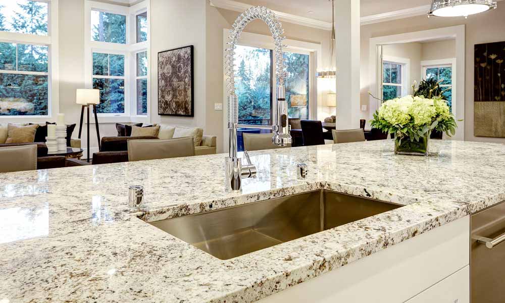 white granite countertop