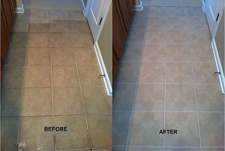 Tile & grout cleaning before & after image