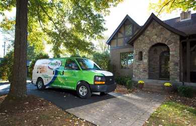 Chem-Dry van outside a home before deep carpet cleaning