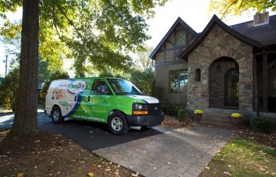 Chem-Dry truck parked in front of a business
