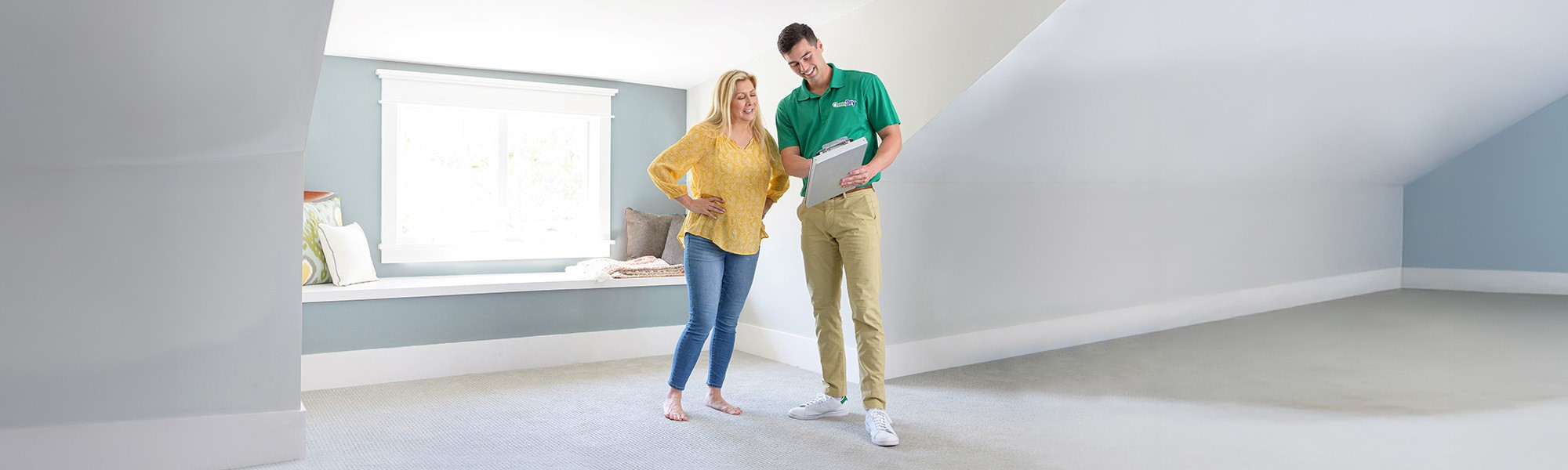 Chem-Dry technician with customer in home