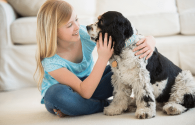 girl and dog