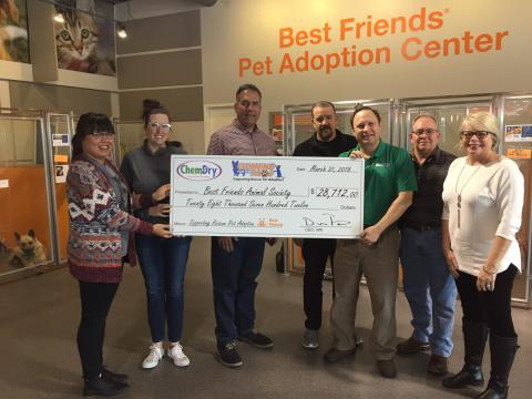 Chem-Dry presents donations from funds raised by Cleaning for the PAWS to BFAS