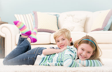children on clean carpet - our carpet cleaning services